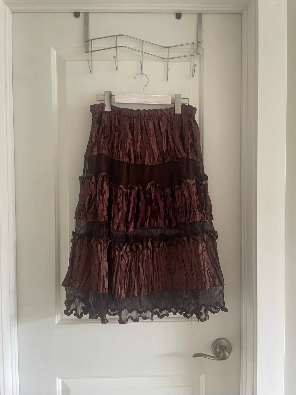 Whimsygoth Brown Ruffle Tiered Maxi Skirt - Picture 2 of 6